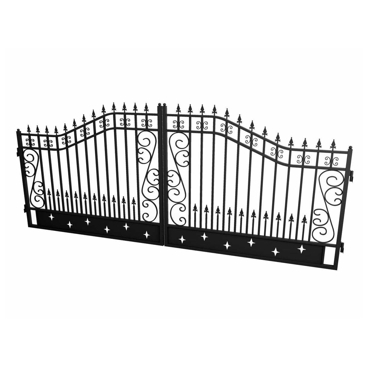 Chery Industrial 16x8 ft Dual Swing Driveway Gate with Star Pattern