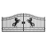 Chery Industrial 16x8 ft Steel Dual Swing Driveway Gate with Horse Pattern