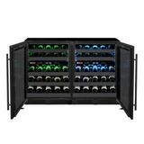 Allavino Reserva Series 100‑Bottle 34″ Tall Four‑Zone Black Stainless Steel Side‑by‑Side Wine Cooler Refrigerator BF 2X‑BDW5034D‑2BS