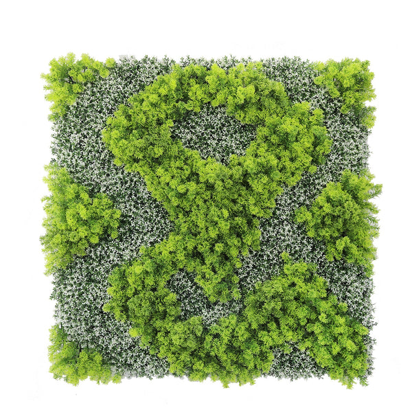 Designer Plants USA Natural Green and White Artificial Moss Green Wall UV Resistant 40x40