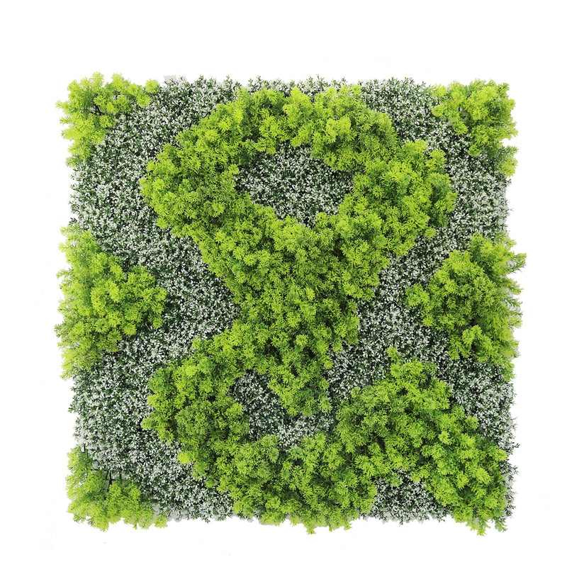 Designer Plants USA Natural Green and White Artificial Moss Green Wall UV Resistant 40x40