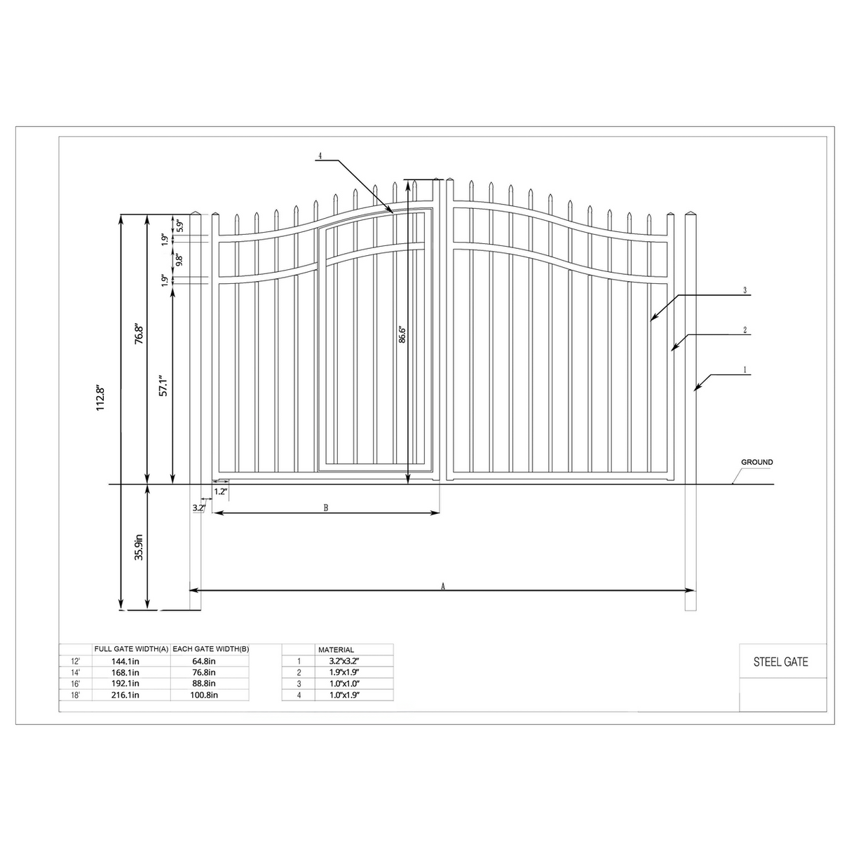 Chery Industrial 16’ x 7’ Steel Dual Swing Driveway Gate with Built‑In Pedestrian Door