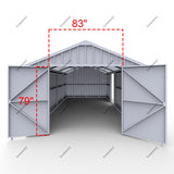 12FT × 20FT Single Garage Metal Shed Double Door Outdoor Storage Unit