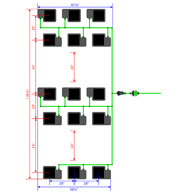 Alien Hydroponics EasyFeed 15 Pot 5 Row Kit