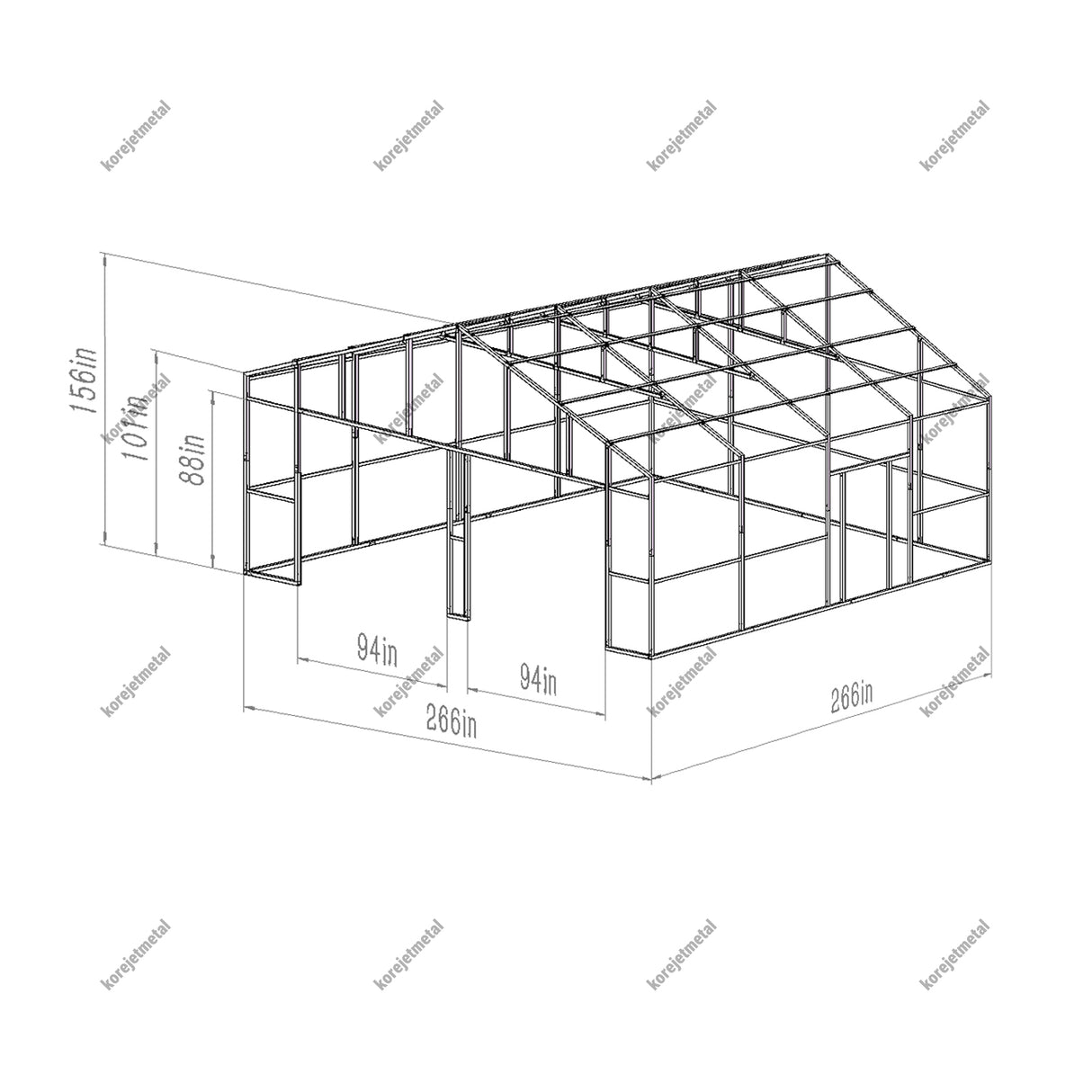 22FT × 23FT Double Garage Steel Barn Shed Cream K2223