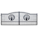 20FT Double Swing Steel Driveway Gate with Tree of Life Design