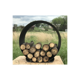 Fire Pit Art Orbital Log Wood Rack