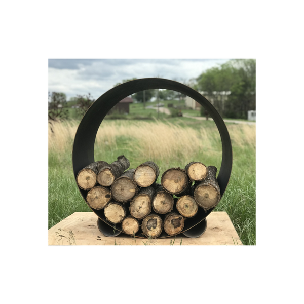 Fire Pit Art Orbital Log Wood Rack