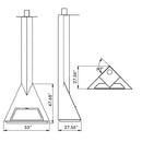 HearthArtSinn Ash 4 Triangular Hanging Wood Burning Fireplace