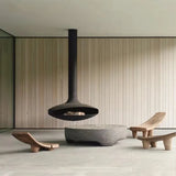 HearthArtSinn Shine 1 Luxury Hanging Disc-Shaped Real Wood Burning Fire Fireplace