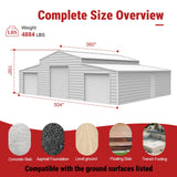 42FT × 30FT × 13FT Heavy-Duty Metal Storage Shed for Home & Farm With 3 Roll Up Doors