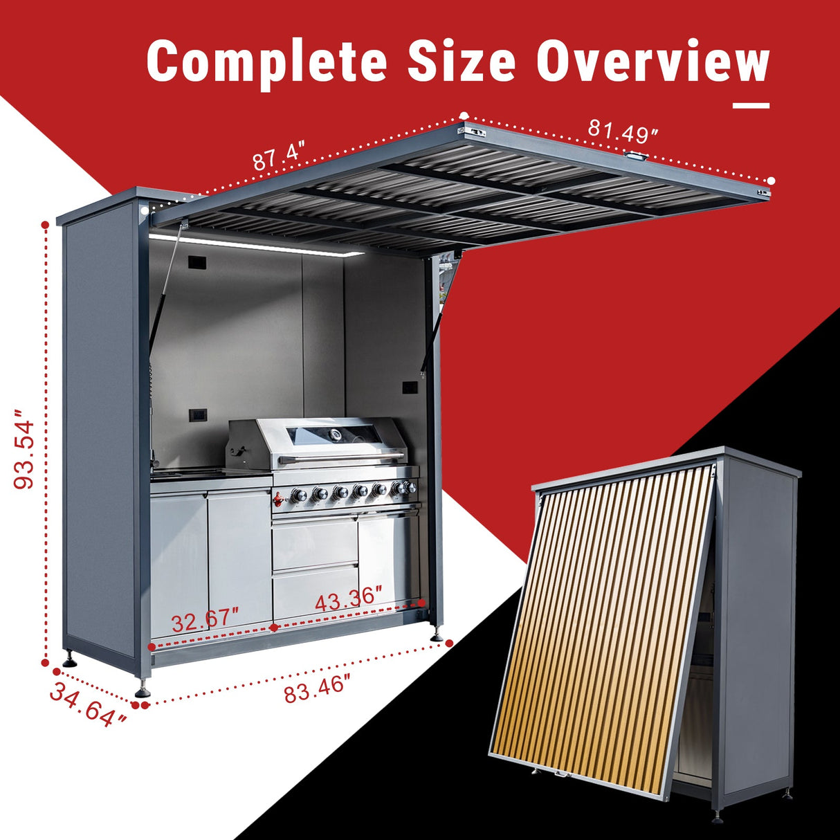 Outdoor Kitchen Station Gas Grill Stainless Steel Built-In Sink Rotisserie