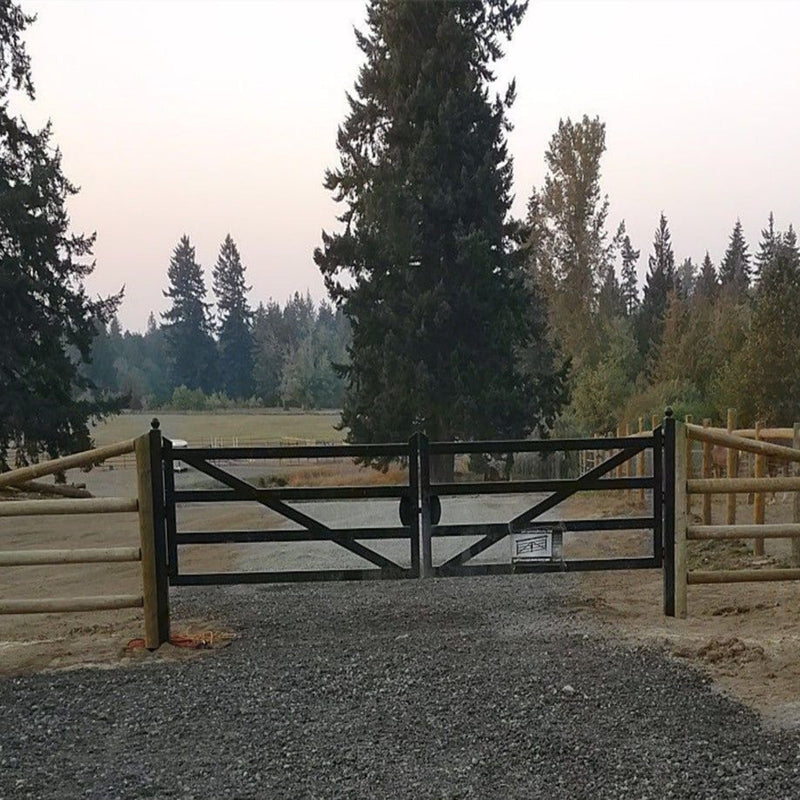 Chery Industrial 20 ft Farm Metal Driveway Gate with Diagonal Tubes, Dual Swing
