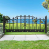 Chery Industrial 16x8 ft Dual Swing Driveway Gate with Star Pattern