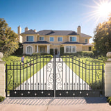 Chery Industrial 16x8 ft Dual Swing Driveway Gate with Star Pattern