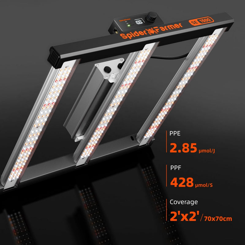 Spider Farmer SE1500 150 Watt Samsung LM301H EVO Led Grow Light High Efficacy for 2x2FT
