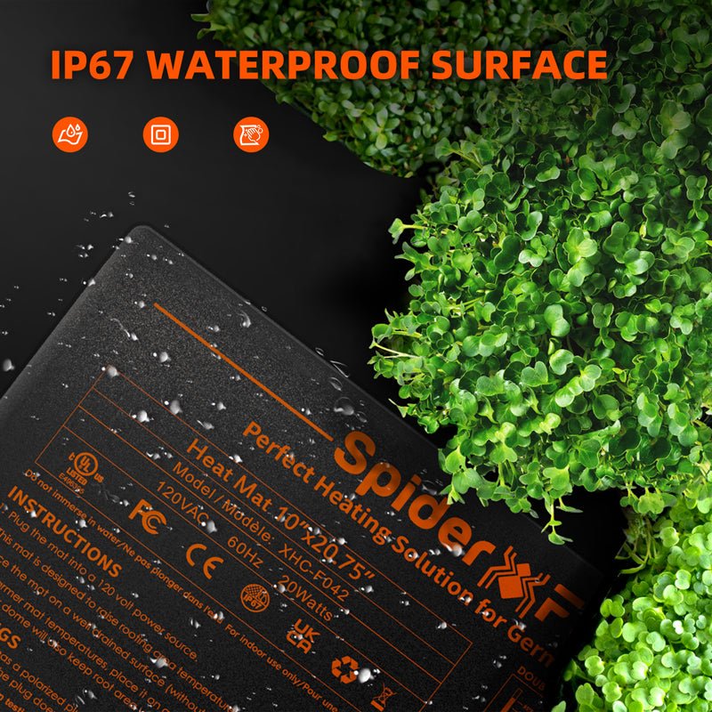 Spider Farmer Waterproof 10”X20.75” Seedling Heat Mat for Germination Indoor Gardening