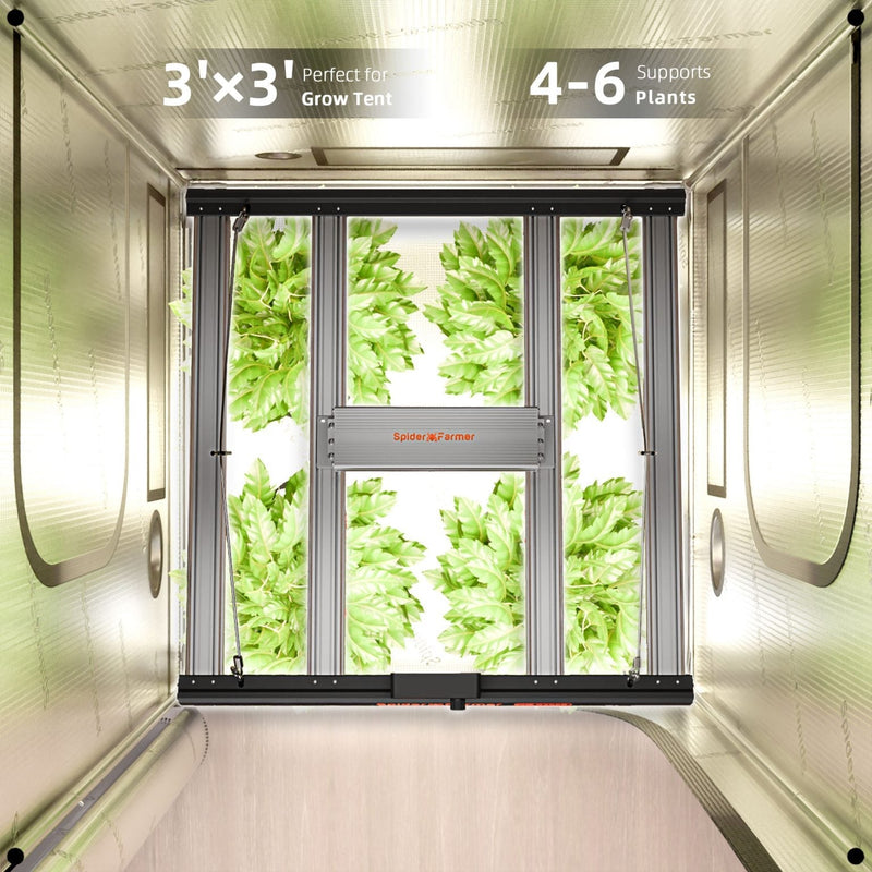 Spider Farmer 3’x3′X6′ Complete Grow Tent Kit G3000 LED Grow Light 6” Clip Fan 4” Ventilation System