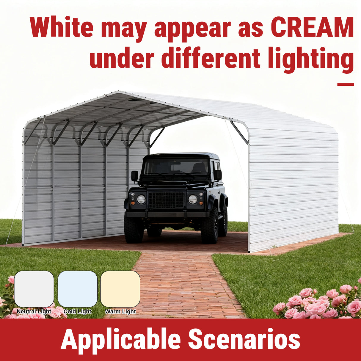 20FT × 30FT Metal Garage Heavy-Duty Steel Carport with 13FT Peak Roof