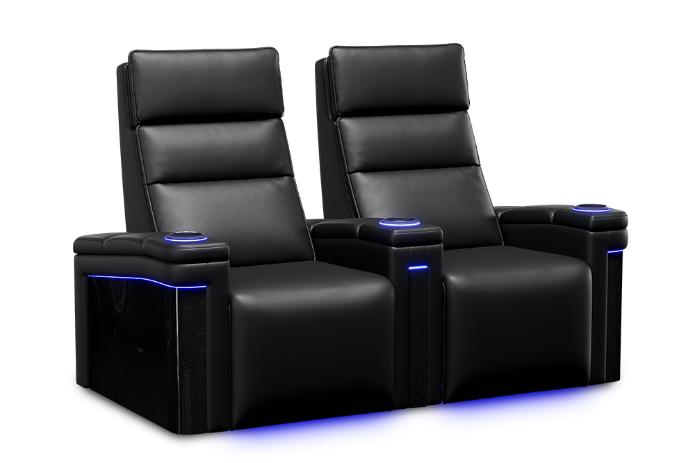 Valencia Monza Leather Home Theater Seating With Carbon Fiber Panel