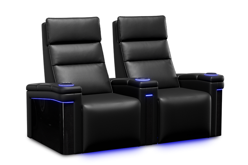 Valencia Monza Leather Home Theater Seating With Carbon Fiber Panel