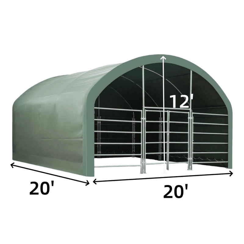 Chery Industrial 20' x 20' Livestock Corral Shelter with front door
