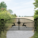 Chery Industrial 20x8 ft Dual Swing Driveway Gate with Ornamental Posts