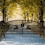 Chery Industrial 20x8 ft Dual Swing Driveway Gate with Ornamental Posts