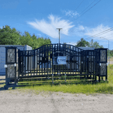 Chery Industrial 20x8 ft Dual Swing Driveway Gate with Ornamental Posts