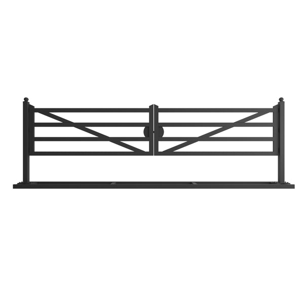 Chery Industrial 20 ft Farm Metal Driveway Gate with Diagonal Tubes, Dual Swing