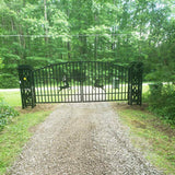 Chery Industrial 20x8 ft Dual Swing Driveway Gate with Ornamental Posts