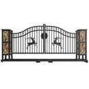Chery Industrial 20x8 ft Dual Swing Driveway Gate with Ornamental Posts