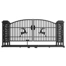 Chery Industrial 20x8 ft Dual Swing Driveway Gate with Ornamental Posts