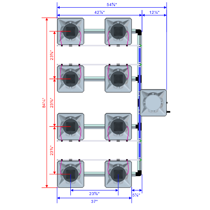 Alien Hydroponics AERO 8 Pot 4 Row Kit