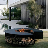 HearthArtSinn Volcano 14 Outdoor Stainless Gas Fireplace Steel Wood Fire Pit