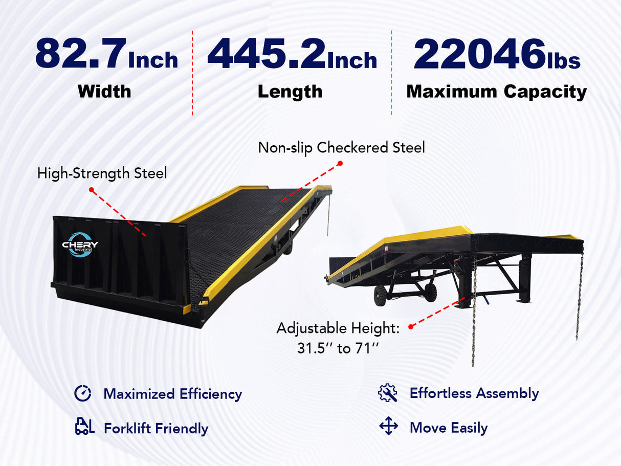 Chery Industrial 22,000 lb. Capacity Portable Loading Dock Ramps Yard Ramp