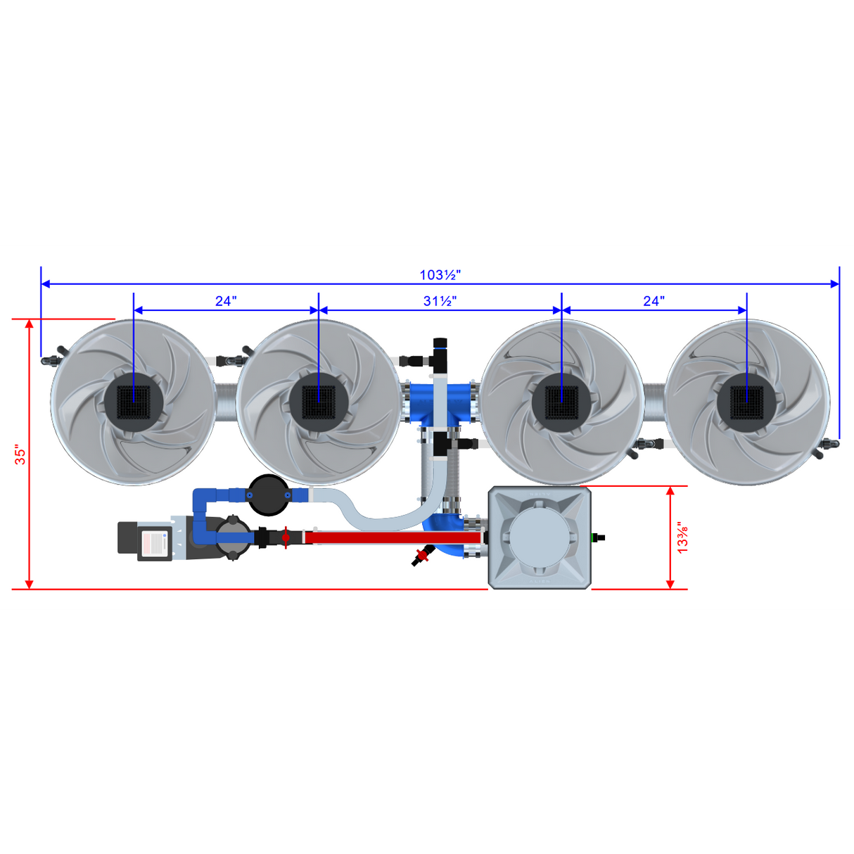 Alien Hydroponics V-SYSTEM 4 Pot 1 Row Kit