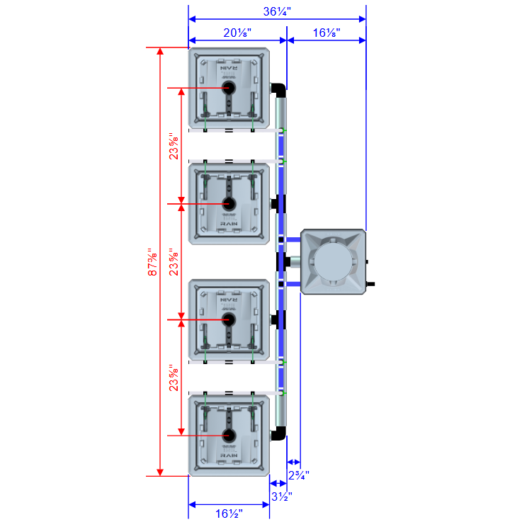 Alien Hydroponics RAIN 4 Pot 4 Row Kit