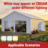 22FT × 23FT Double Garage Steel Barn Shed Cream K2223