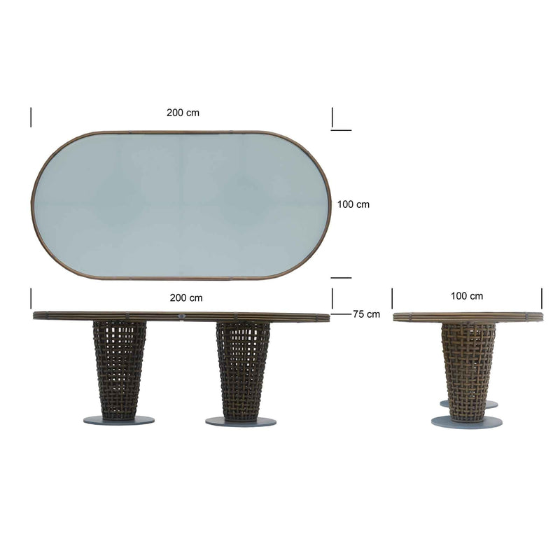 Skyline Design Dynasty Oval Dining Table with Glass