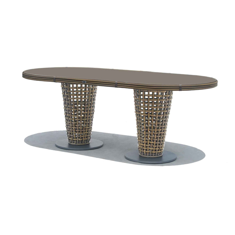 Skyline Design Dynasty Oval Dining Table with Glass