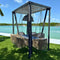 Skyline Design Horizon 8FT Pergola with Lamp, Dynasty Hanging Chairs & Aluminum Table