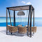 Skyline Design Horizon 8FT Pergola with Lamp, Dynasty Hanging Chairs & Aluminum Table
