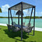 Skyline Design Horizon 8FT Pergola with Lamp, Moma Hanging Chairs & Aluminum Table