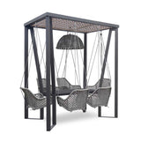 Skyline Design Horizon 8FT Pergola with Lamp, Moma Hanging Chairs & Aluminum Table