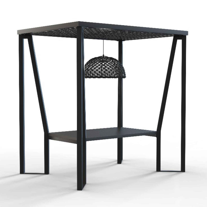 Skyline Design Horizon 8FT Pergola with Lamp, Rodona Hanging Chairs & Aluminum Table