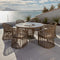 Skyline Design Ruby 7-Piece Dining Set with Round Table and Sunbrella Cushions