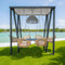 Skyline Design Horizon 8FT Pergola with Lamp, Calixto Hanging Chairs & Aluminum Table