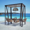 Skyline Design Horizon 8FT Pergola with Lamp, Calixto Hanging Chairs & Aluminum Table