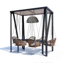 Skyline Design Horizon 8FT Pergola with Lamp, Calixto Hanging Chairs & Aluminum Table